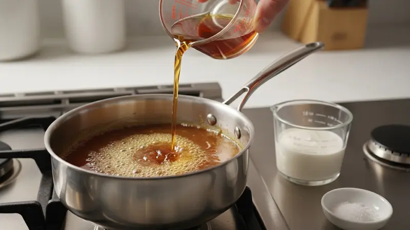 Make the quick bourbon-caramel drizzle