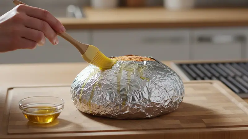 Wrap and oil the loaf