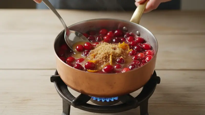 Make the cranberry‑orange compote
