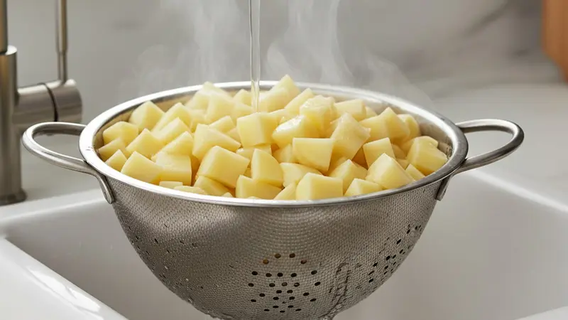 Parboil and prep potatoes