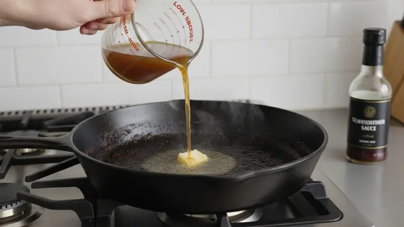 Make the quick au jus from pan drippings