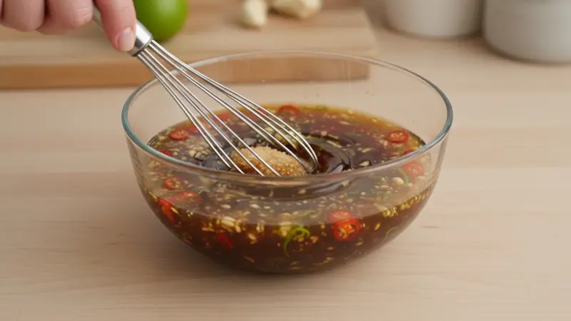 Whisk the kecap-manis–style marinade