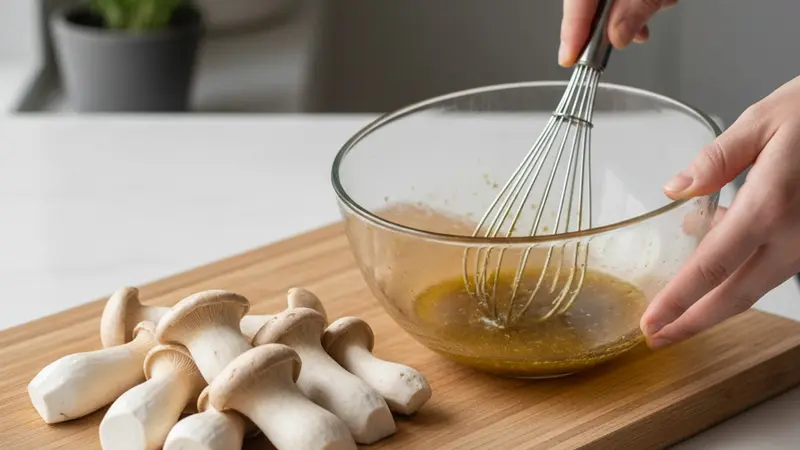Slice and marinate the mushrooms