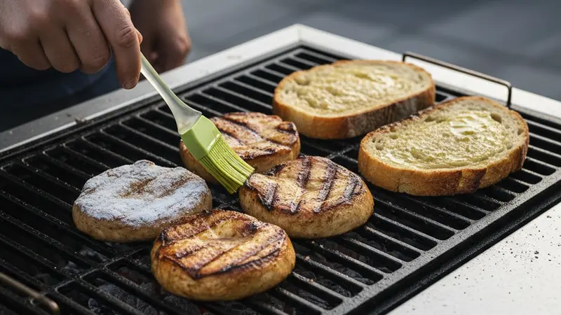 Dust and grill for a scallop-like crust