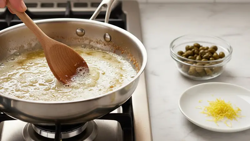 Make the lemon-caper brown butter