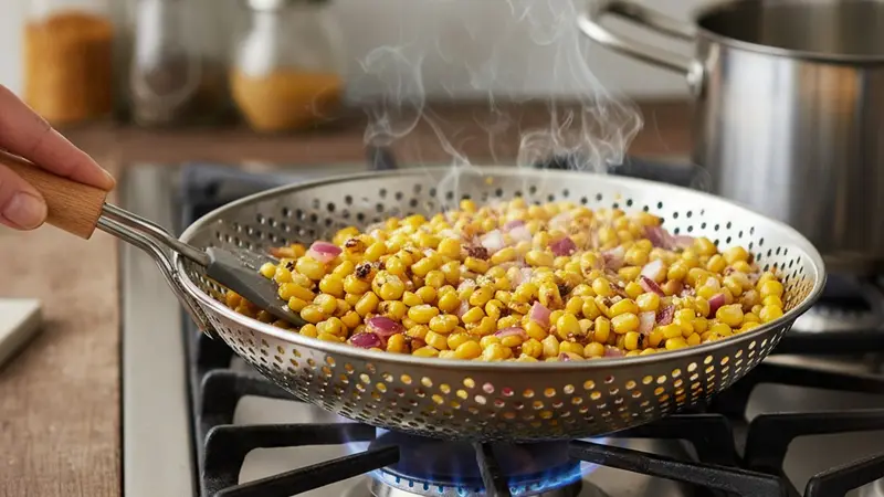 Char the corn and onion