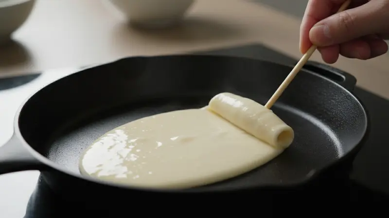 Form and cook the pancake sticks