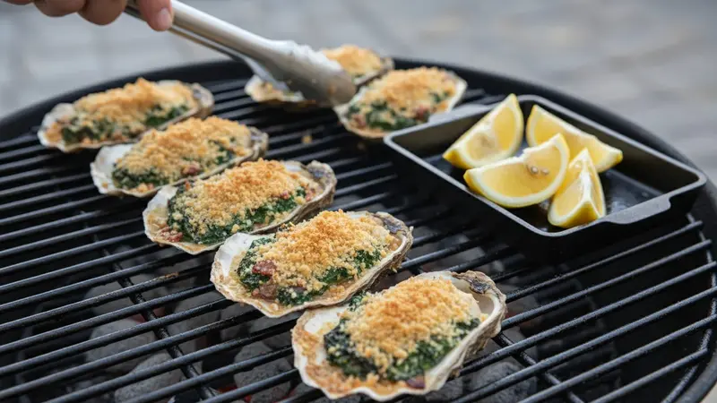 Grill until bubbly and crisp, then finish