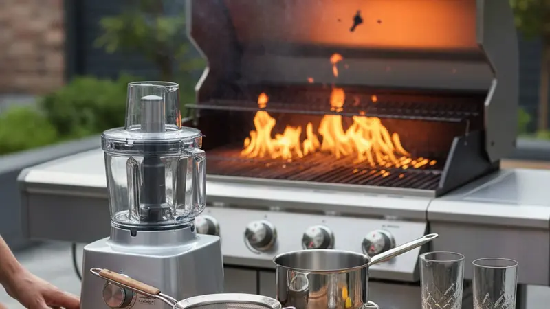 Set up grill and tools