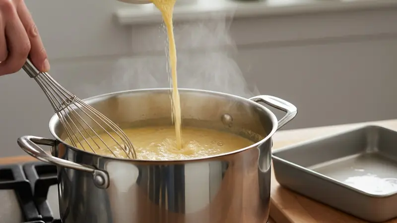 Cook polenta until thick and creamy