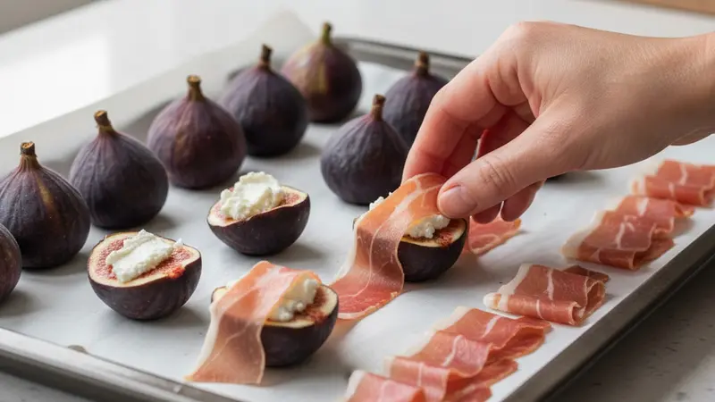 Wrap figs with prosciutto