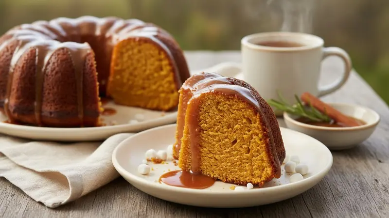 Grilled Pumpkin Bundt with Smoky Caramel