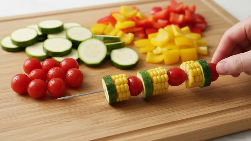 Assemble the rainbow pops (safe skewering tips)