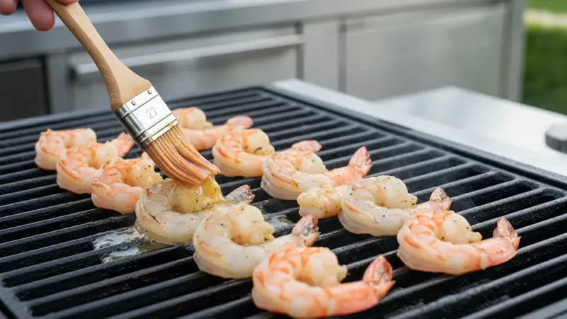 Char the shrimp on the grill