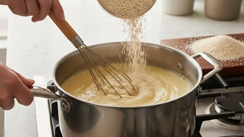 Cook the grits until creamy