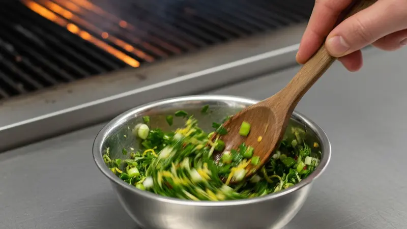 Make the scallion-herb gremolata