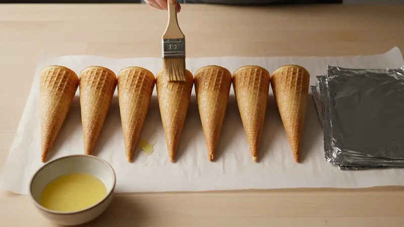 Brush cones with butter and wrap in foil