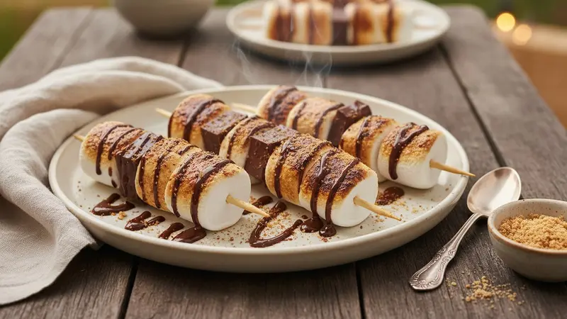 Grilled S'mores Skewers with Spiced Chocolate