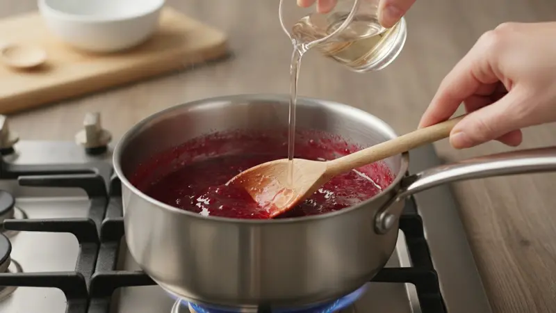 Make the blood-red raspberry glaze