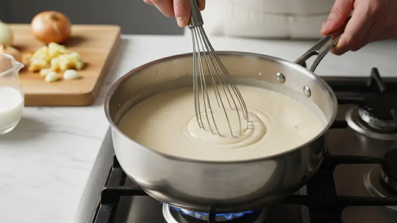 Thicken and melt the cheeses