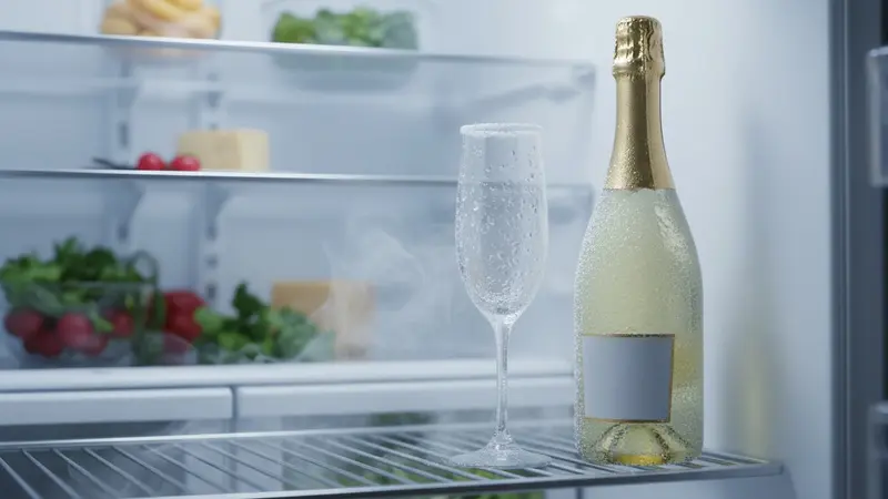 Chill the glass and sparkling wine