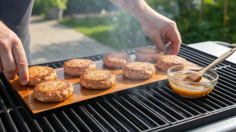 Grill on the cedar plank with glaze