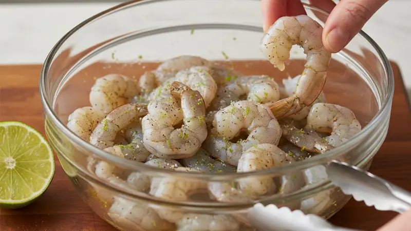 Marinate shrimp & preheat grill
