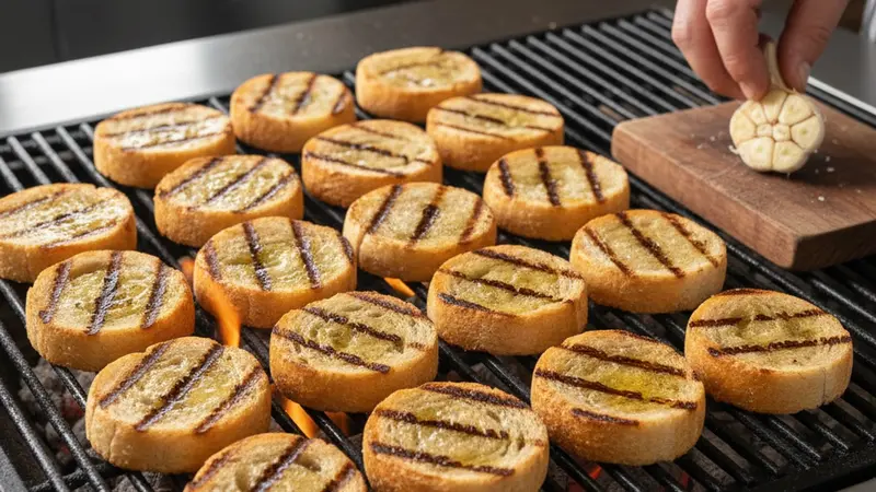 Toast the garlic crostini
