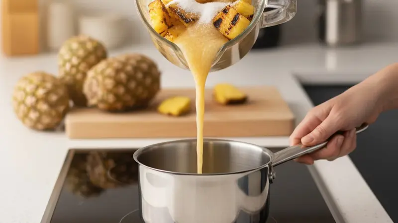 Make the charred-pineapple syrup