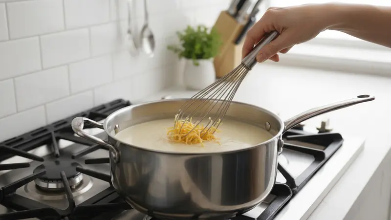 Melt in cheese and mustard off the heat