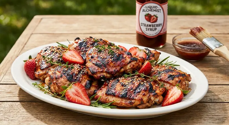 Liquid Alchemist Strawberry Syrup BBQ Glazed Chicken for the Grill