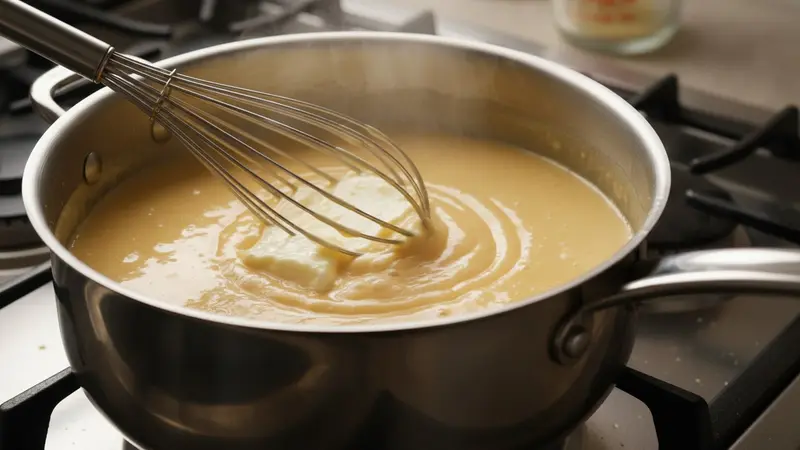 Warm beer and melt cream cheese