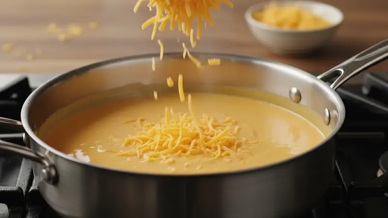 Whisk in the cheddar