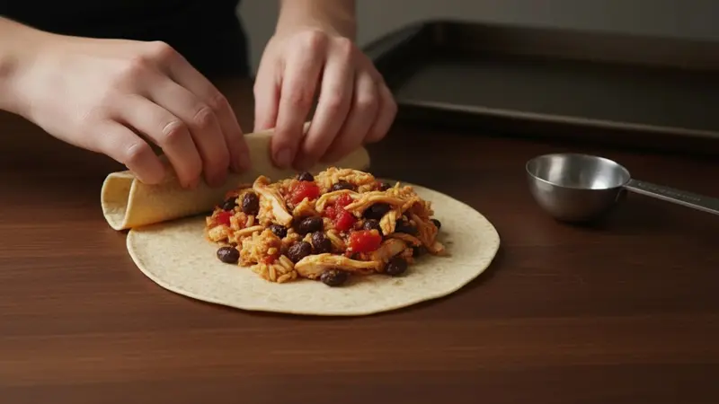 Assemble mini burritos