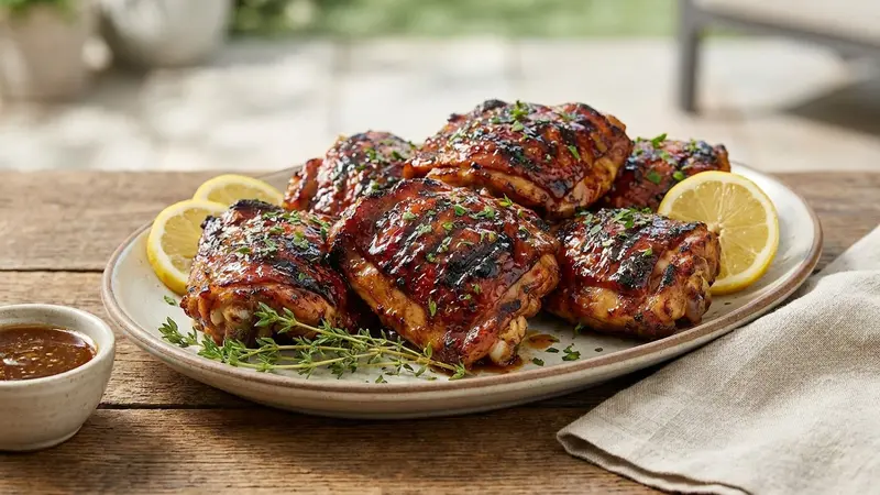 Maple Mustard Glazed Grilled Chicken Thighs (Sweet Savory Weeknight BBQ)