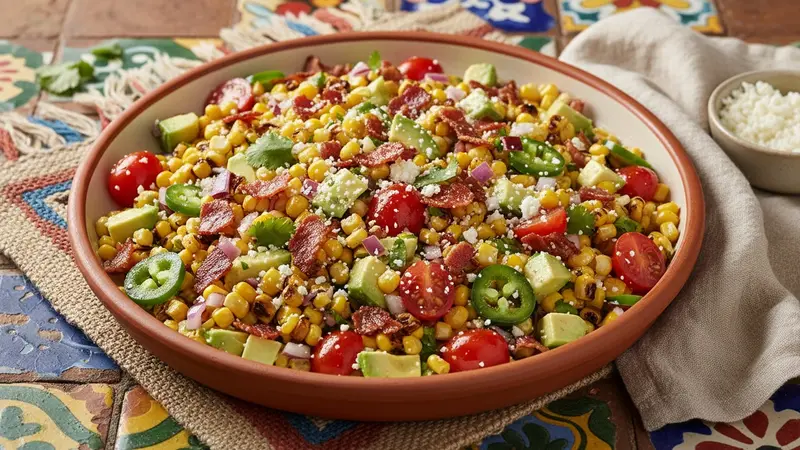 Mexican Street Corn Salsa with Bacon and Avocado