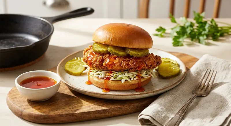 Mike's Hot Honey Fried Chicken Sandwich with Pickles and Slaw