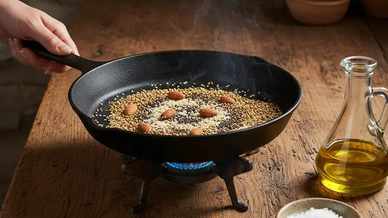 Toast and grind the almond dukkah