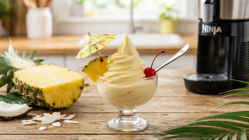 Ninja Slushy Copycat Pineapple Dole Whip for a Tropical Treat