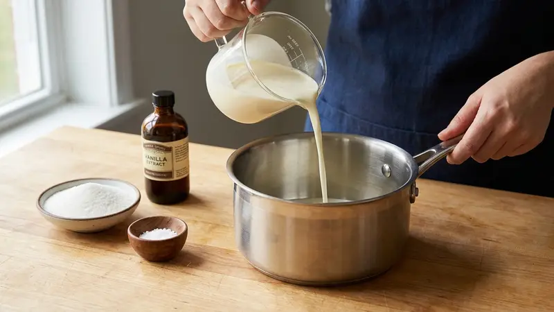 Combine cream, sugar and flavorings