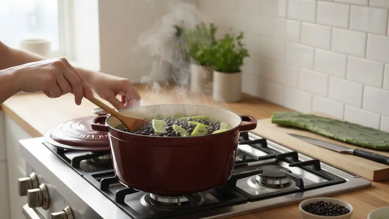 Add beans and simmer until tender