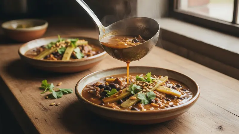 Serve with cilantro and toasted pepitas