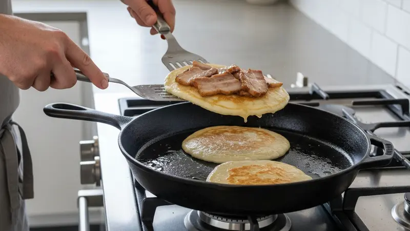 Flip, press gently, and finish cooking