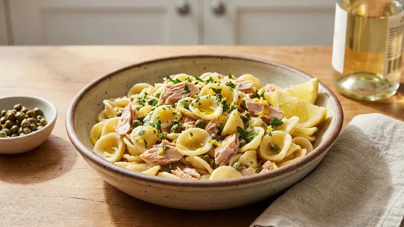 One-Pot Tuna Pasta with Capers and Lemon (Pantry Dinner)