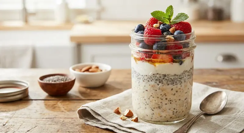 Overnight Oats with Berries and Honey (No-Cook Mason Jar)