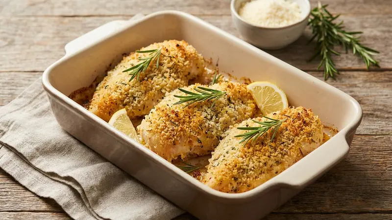 Parmesan-Crusted Baked Chicken Breasts with Garlic and Rosemary