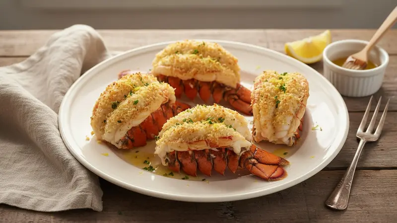 Parmesan Panko Stuffed Baked Lobster Tails