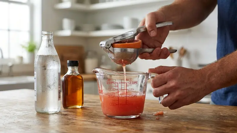 Prepare the fresh grapefruit soda