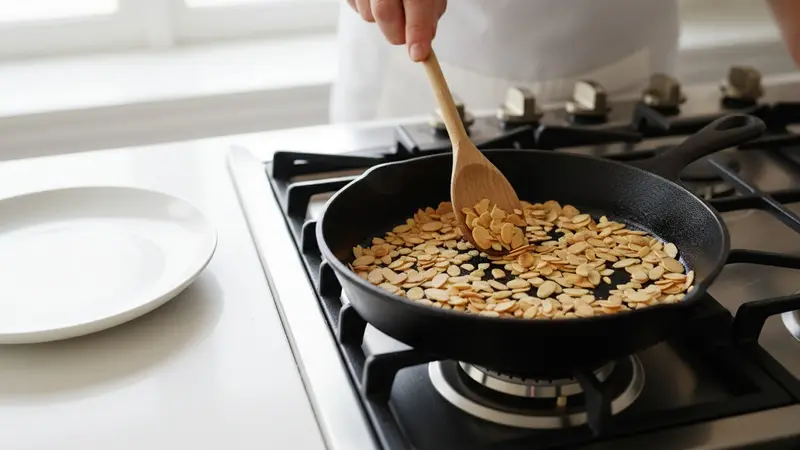 Toast the almonds