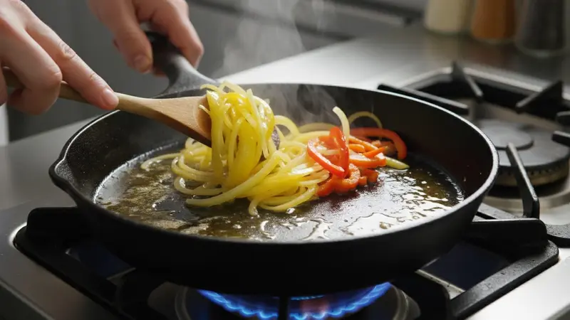 Slice and caramelize onions and peppers
